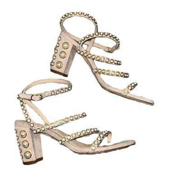Stuart Weitzman Pearl White Strappy Sandal